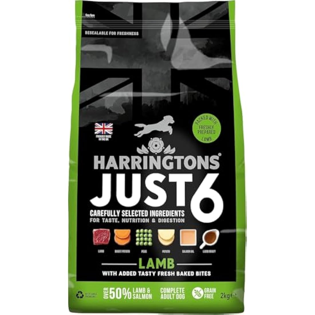 Harringtons Just 6 Grain Free Lamb & Veg Dog Food - 2kg (Pack of 4)