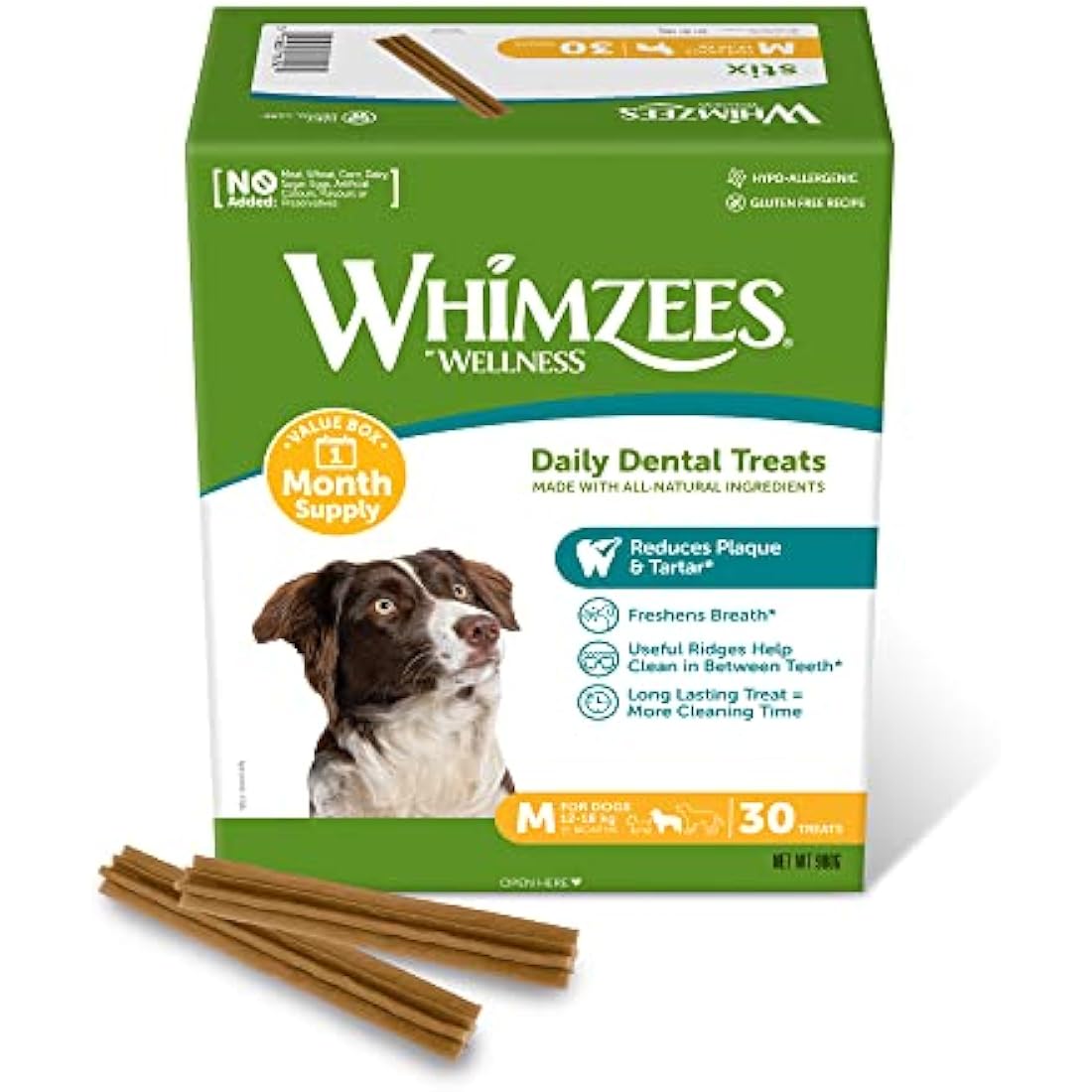 WHIMZEES Natural Dog Dental Sticks | Grain-Free Chews for Medium Breeds