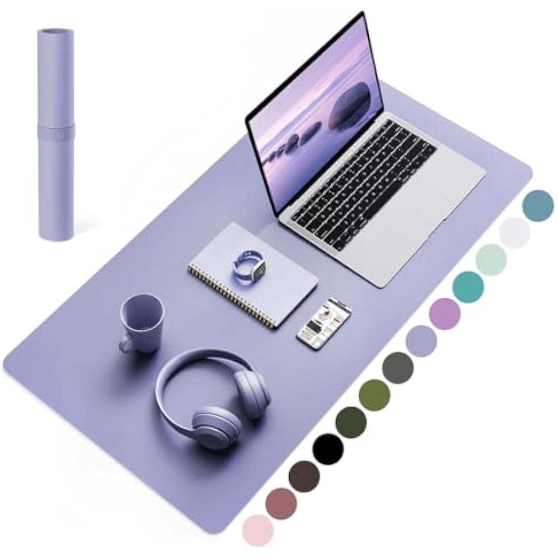 YSAGi PVC Leather Desk Pad – Waterproof Non-Slip Writing Mat, Lavender