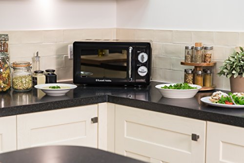 Russell Hobbs Retro Compact Microwave | 17L 700W Solo Manual - Black