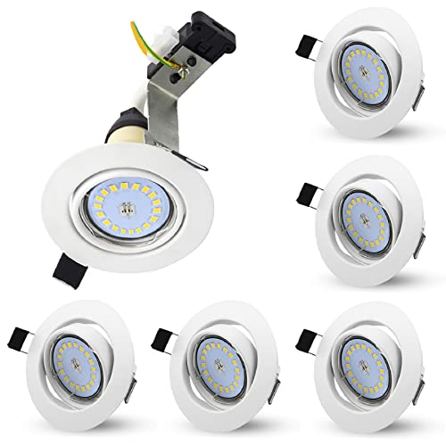 Allesgute 6-Pack LED Recessed Ceiling Lights | 5W GU10 Matte White Downlights