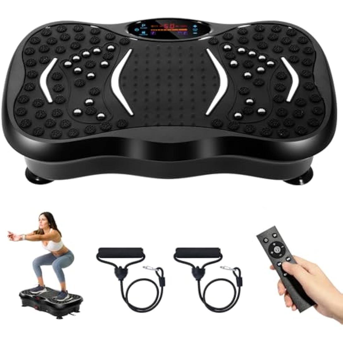 EVOLAND Vibration Plate Exercise Machine with Bluetooth & Resistance Bands