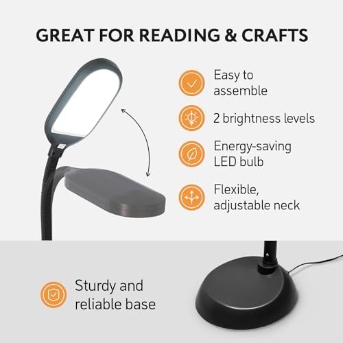 Kenley Daylight LED Floor Lamp – 12W Adjustable Reading Light for Crafts