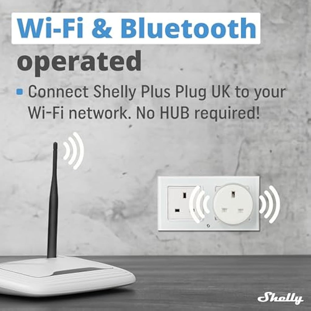 Shelly Plus Plug UK Smart Wi-Fi Outlet with Power Metering | 13A 3000W