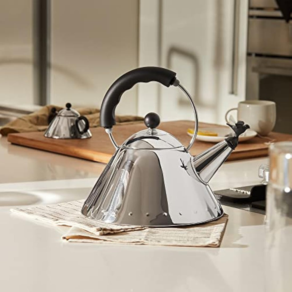 Alessi 9093 Whistling Kettle – Stainless Steel Induction Kettle, Black