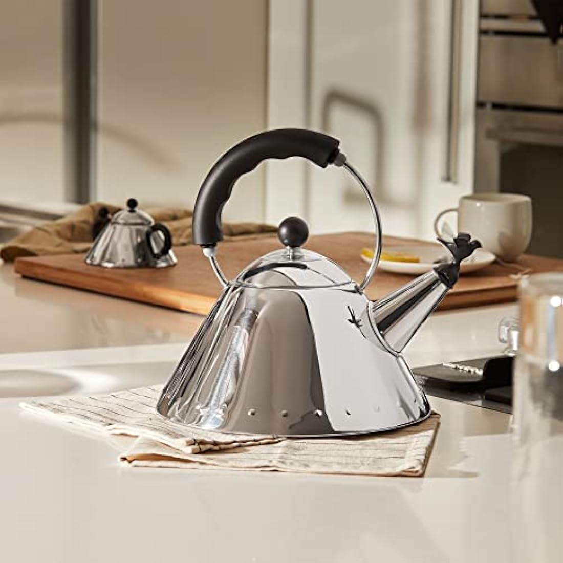 Alessi 9093 Whistling Kettle – Stainless Steel Induction Kettle, Black