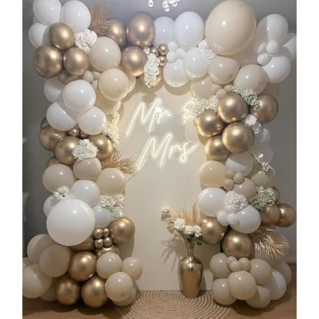 Jolof Store 60PCS Nude White Gold Balloons – Boho Latex Party Kit