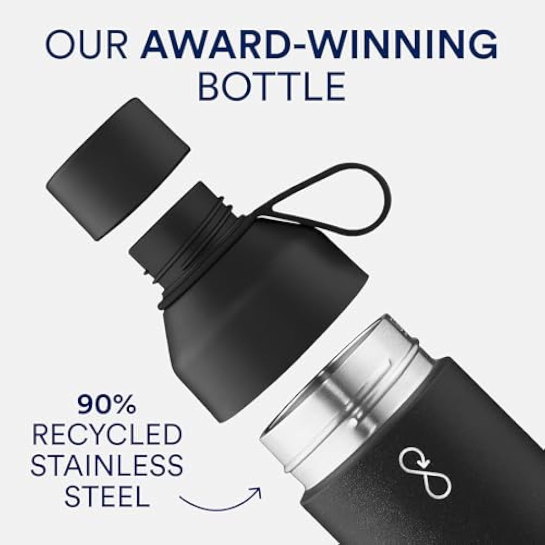 Ocean Bottle 1L Insulated Stainless Steel Water Bottle | Obsidian Black