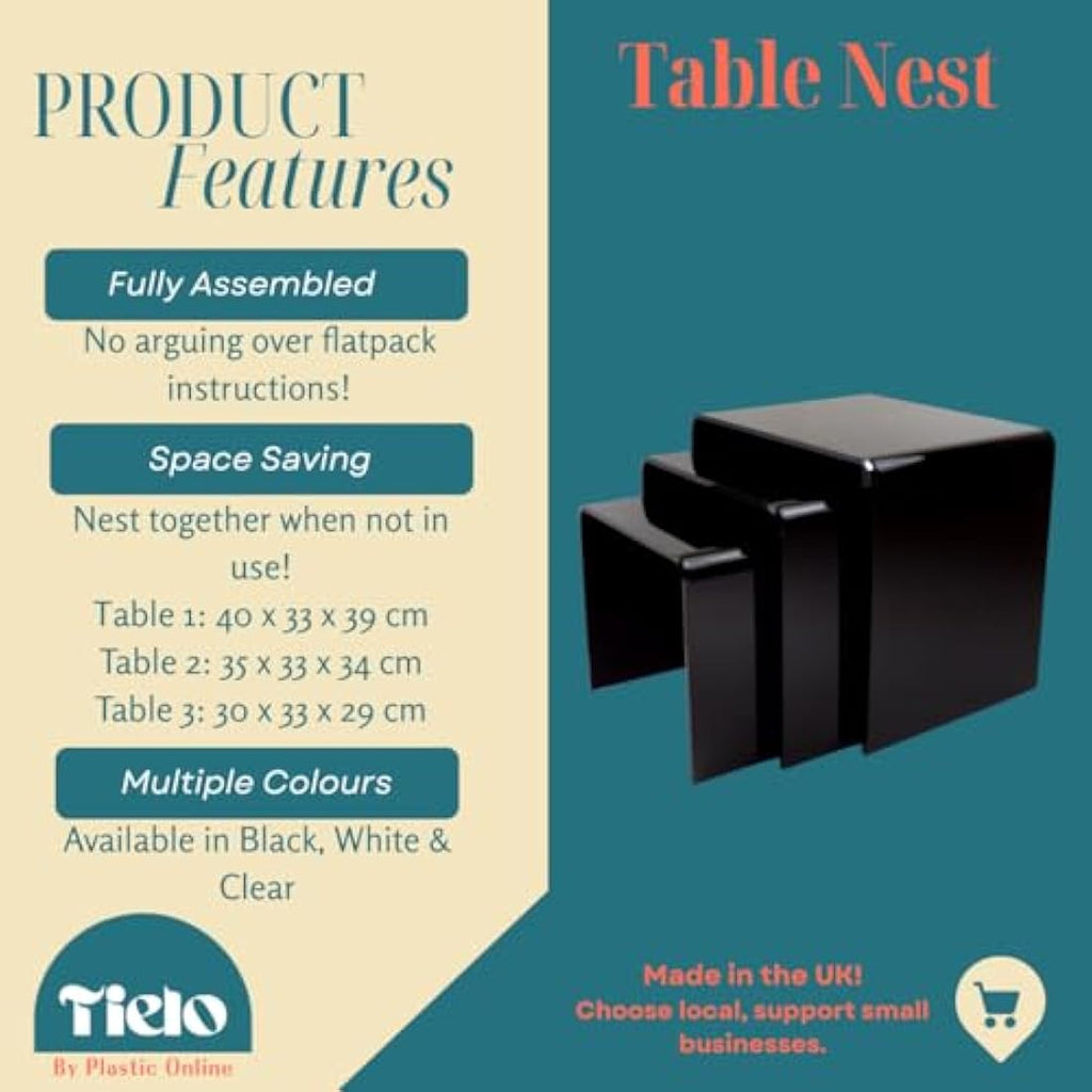Acrylic Nest of Tables | 3-Piece Shatterproof Side Tables