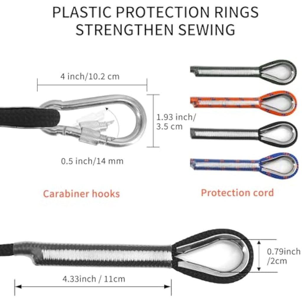 NewDoar 8mm Static Climbing Rope – 14KN Safety Cord with 2 Carabiners