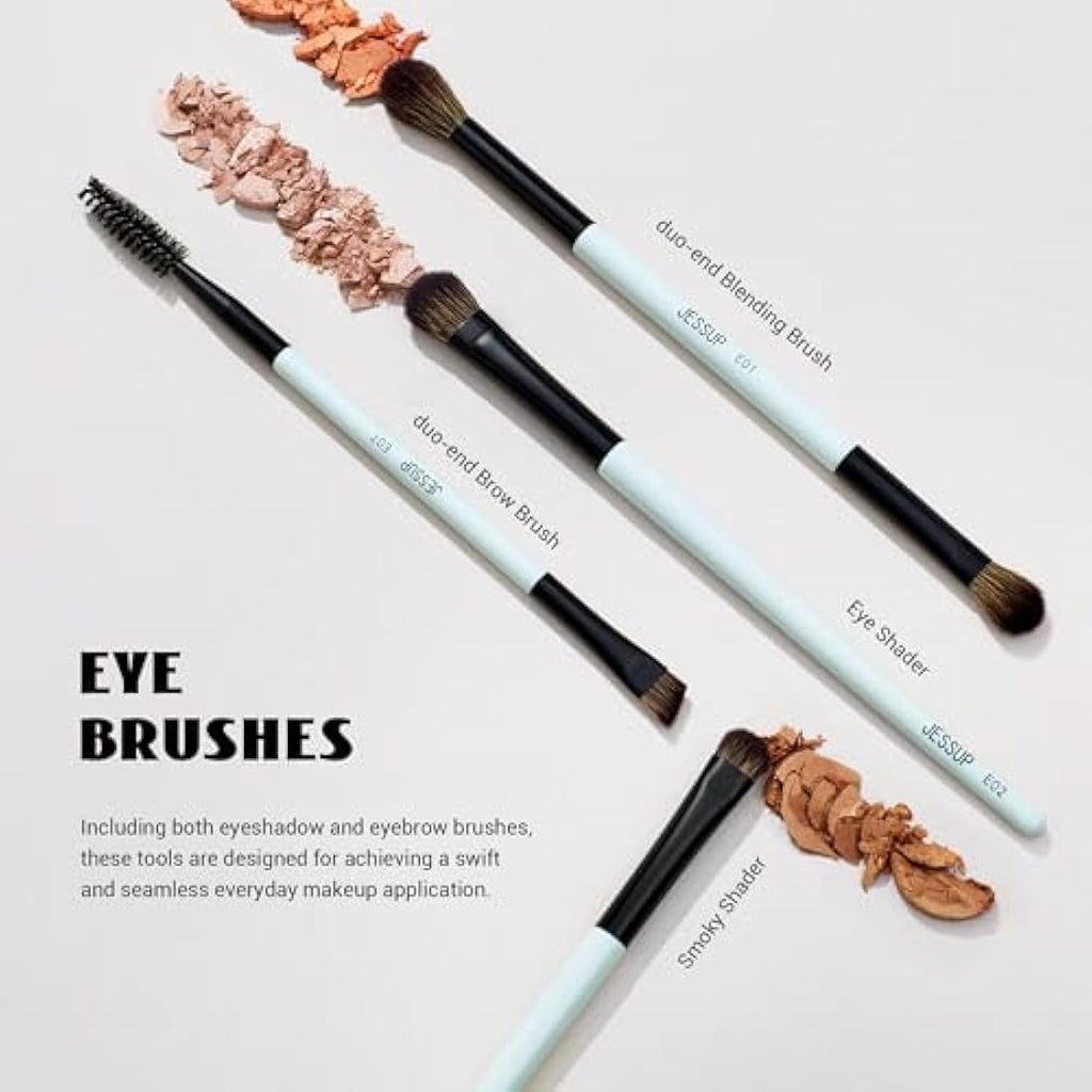 Jessup 6pcs Double Sided Makeup Brush Set | Vegan Foundation & Eye Brushes