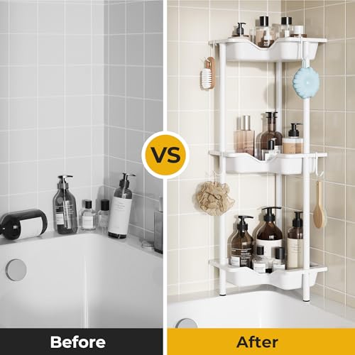 OriwarE 3-Tier Rustproof Corner Shower Caddy - Floor Standing Shelf