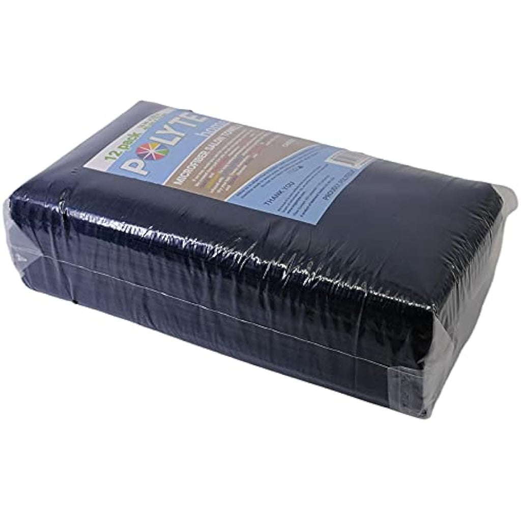Polyte Microfibre Hair Drying Salon Towel - 12 Pack Quick Dry Black