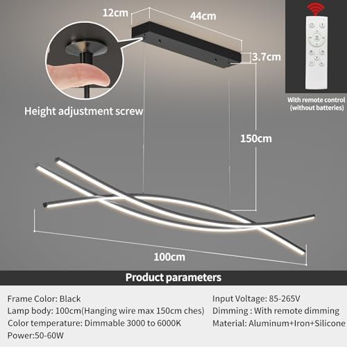 Mikeru 100CM Modern LED Pendant Light | Dimmable Minimalist Chandelier