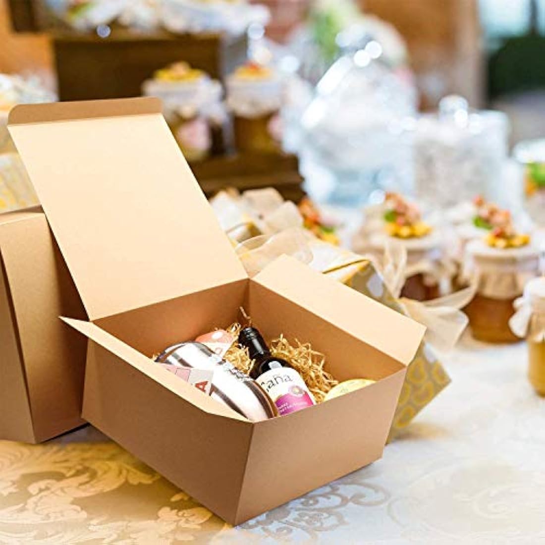 Switory Kraft Paper Gift Boxes - 25pc Brown Cardboard Bridesmaid Boxes