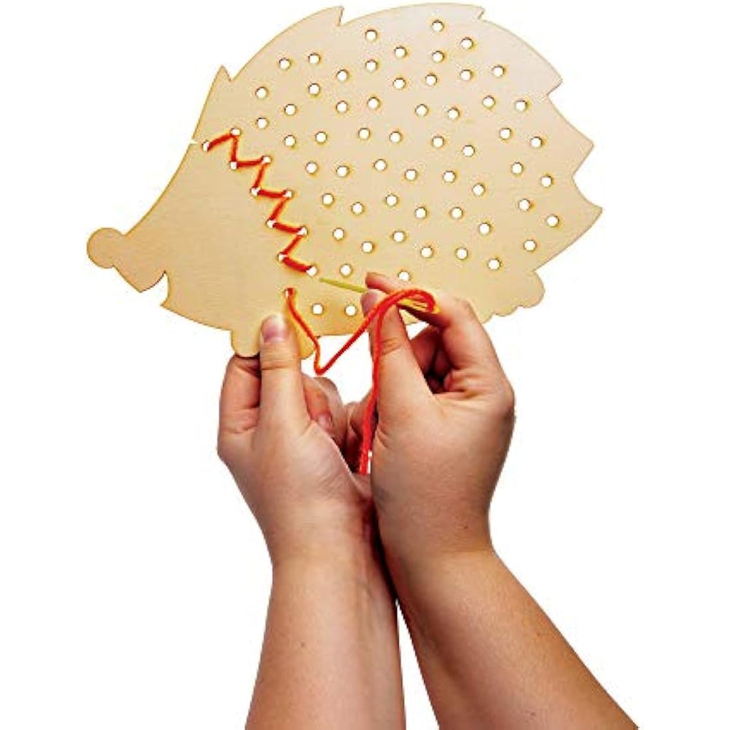 Hedgehog Wooden Threading Kits for Kids Arts and Crafts - 4 Pack