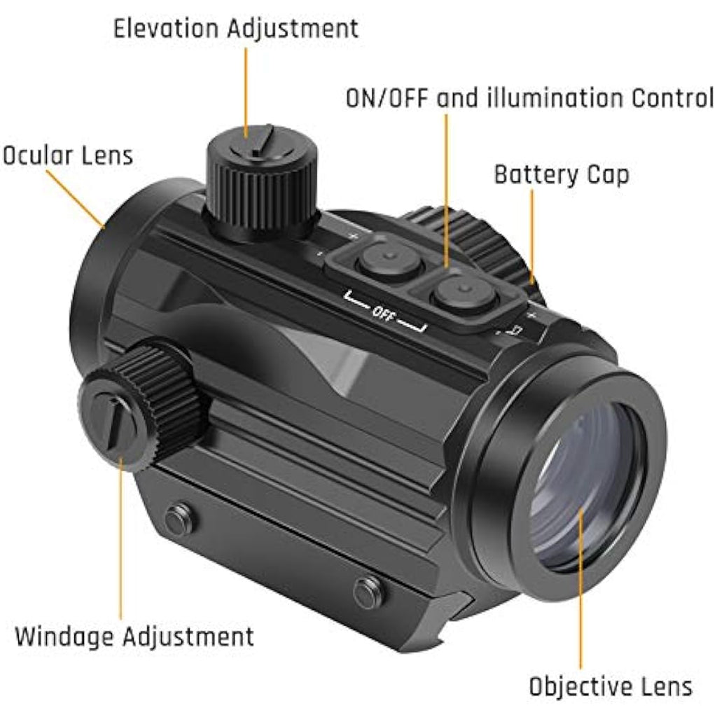 Feyachi RDS-25 Red Dot Sight | 4 MOA Dual Color Scope with Riser Mount