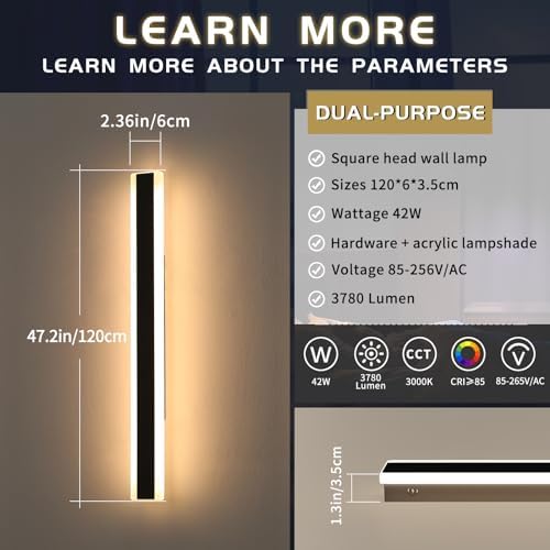 Mikeru LED Outdoor Wall Lights | 120cm IP65 Waterproof 3000K Sconce 2-Pack