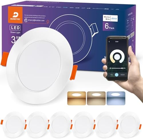 DUSKTEC Smart LED Downlights – 7W Alexa Bluetooth Recessed Lights, 6 Pack