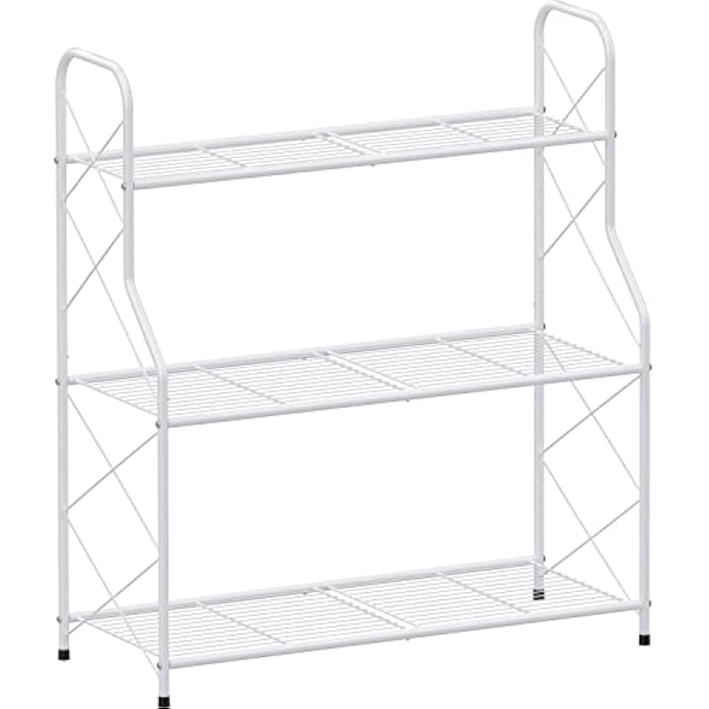 Mutool 3-Tier Metal Plant Stand | Wrought Iron Ladder Shelf, White