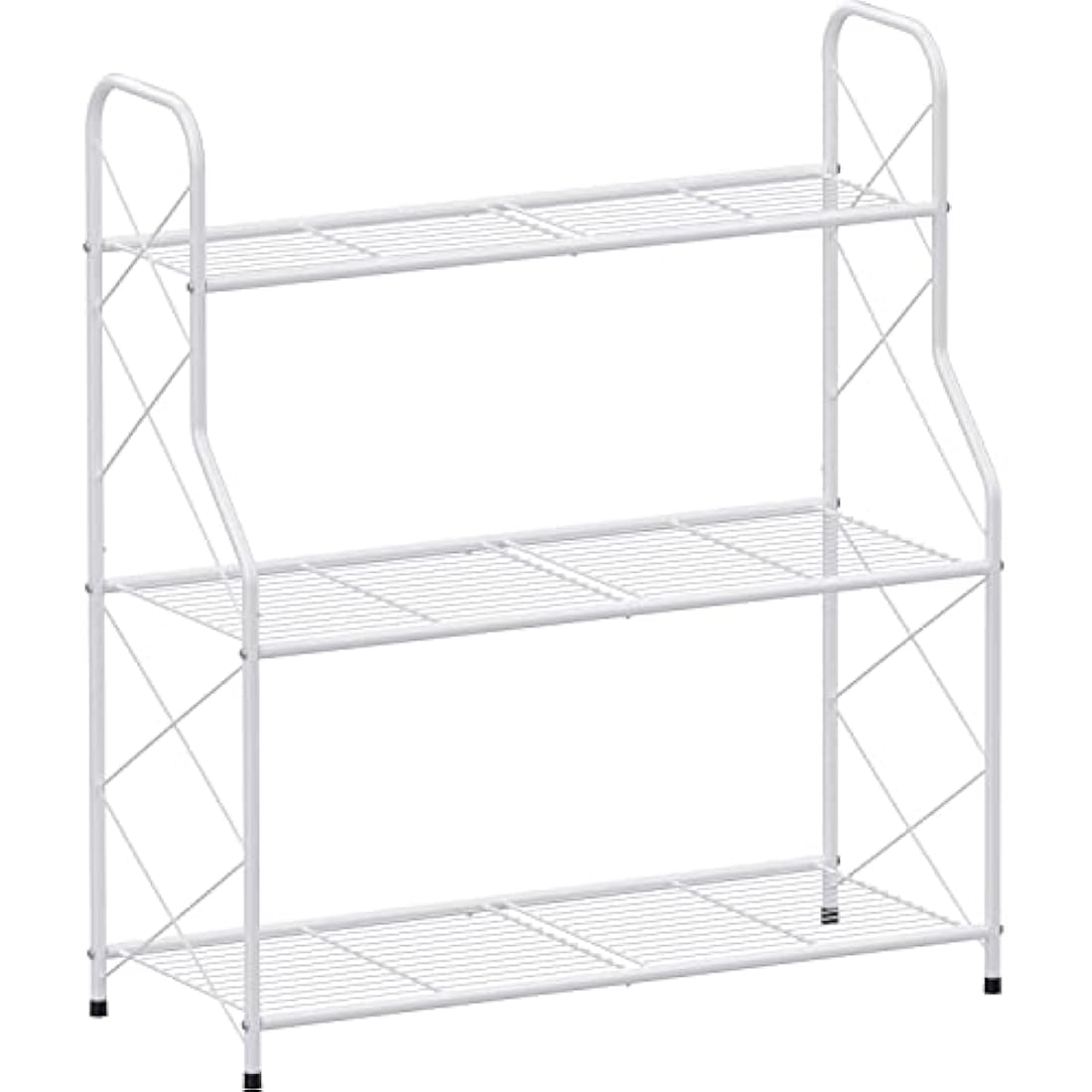 Mutool 3-Tier Metal Plant Stand | Wrought Iron Ladder Shelf, White