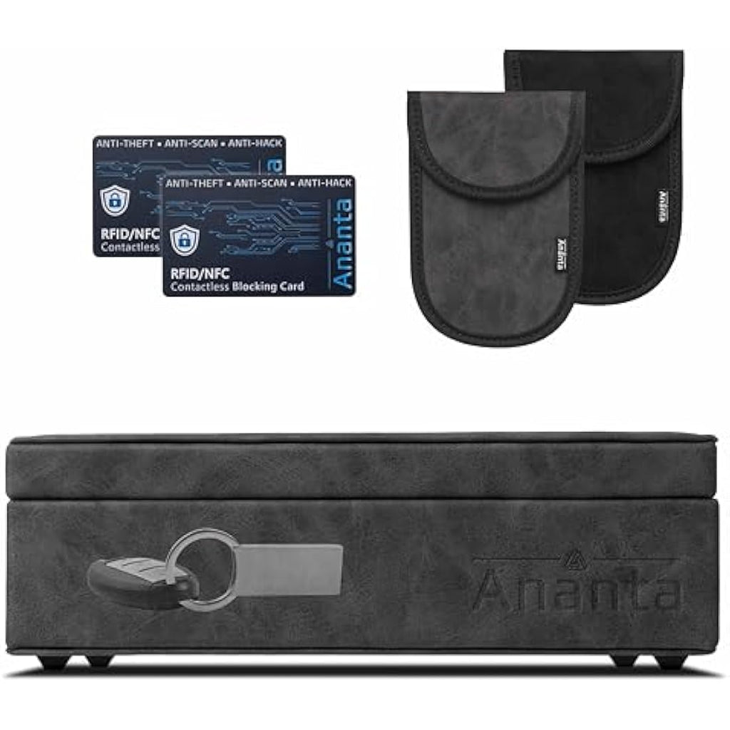 Ananta Faraday Box for Car Keys – RFID Signal Blocker & Pouch (Grey)
