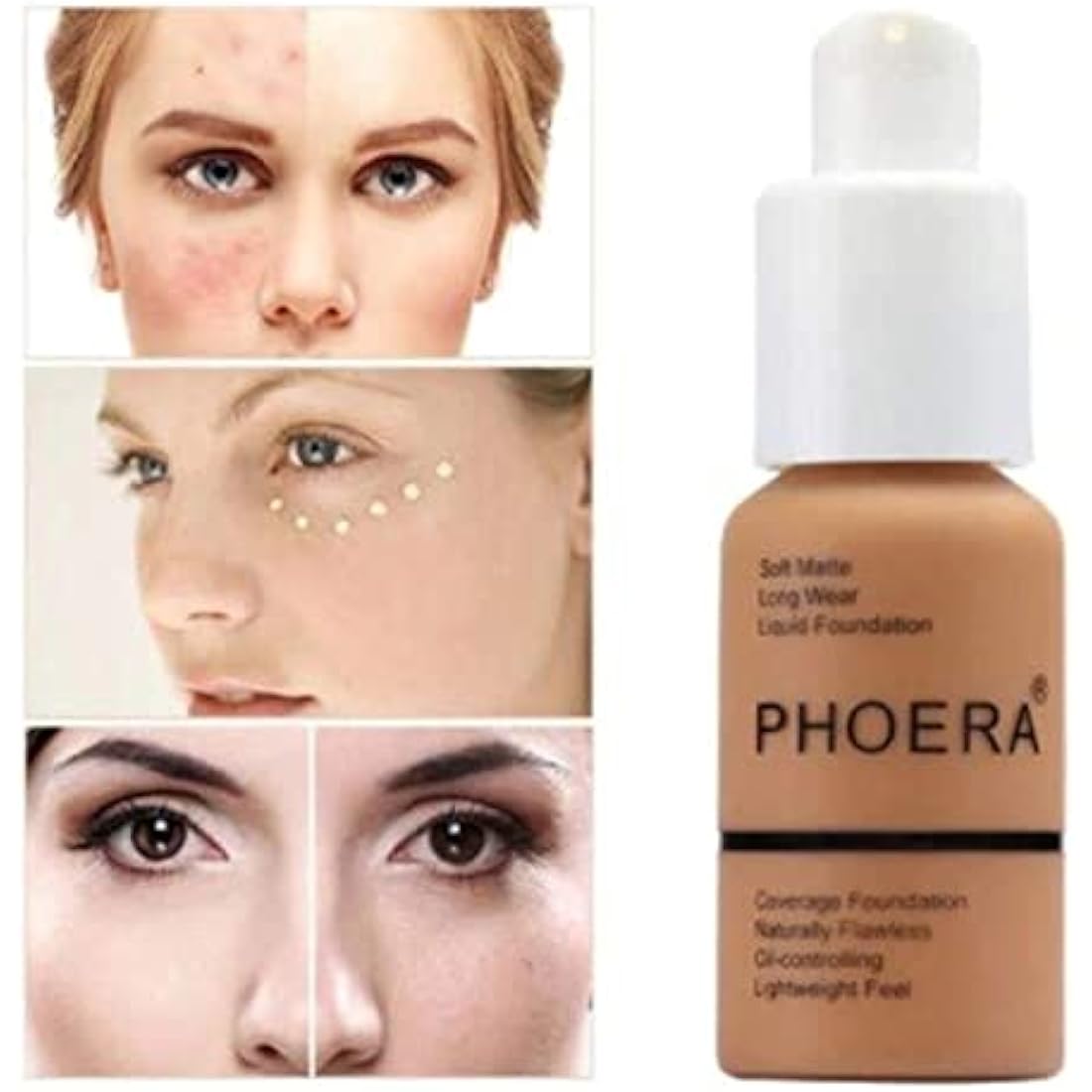 Phoera Full Coverage Liquid Foundation - Matte Oil Control - 102 Nude