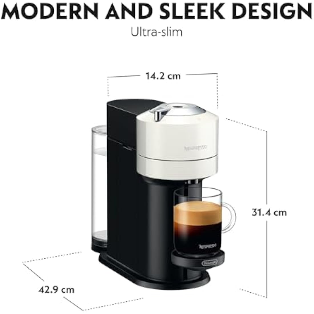Nespresso Vertuo Next by De'Longhi with Aeroccino Milk Frother - White