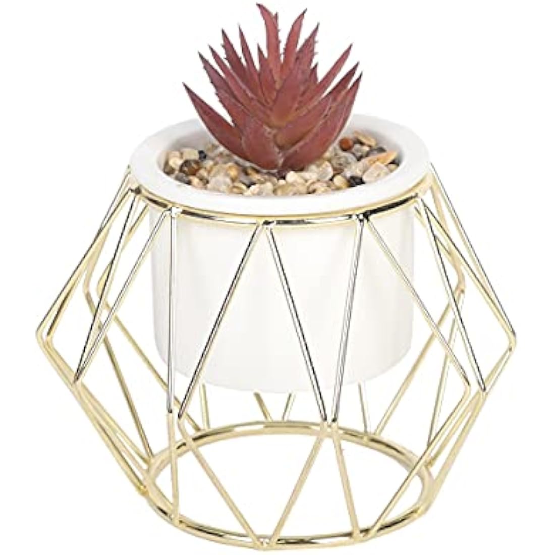 Jolof Store Purple Succulent Artificial Faux Plant in Gold Cage Stand