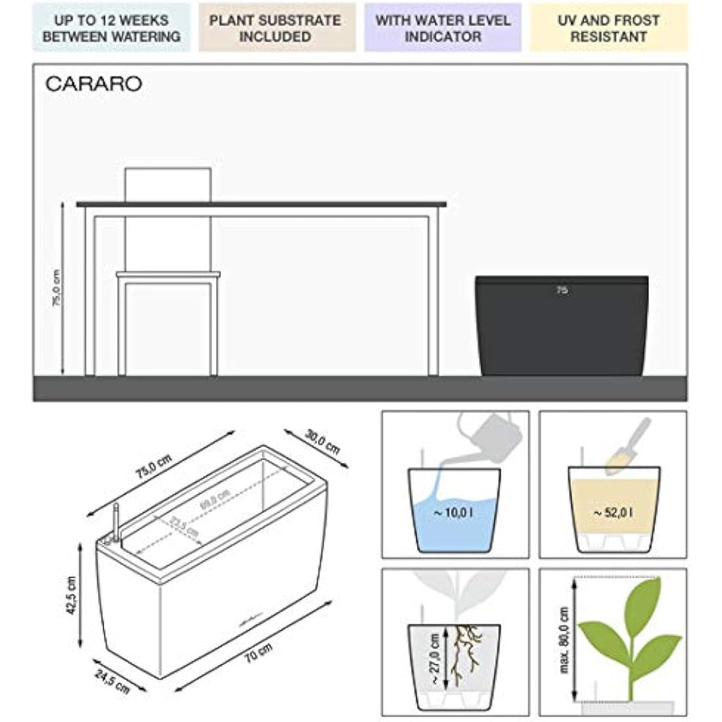 Lechuza Cararo Premium Self-Watering Planter – Scarlet Red High Gloss