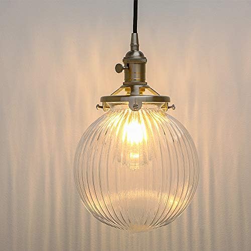 Yosoan Industrial Ribbed Glass Globe Pendant Light – Brushed Brass