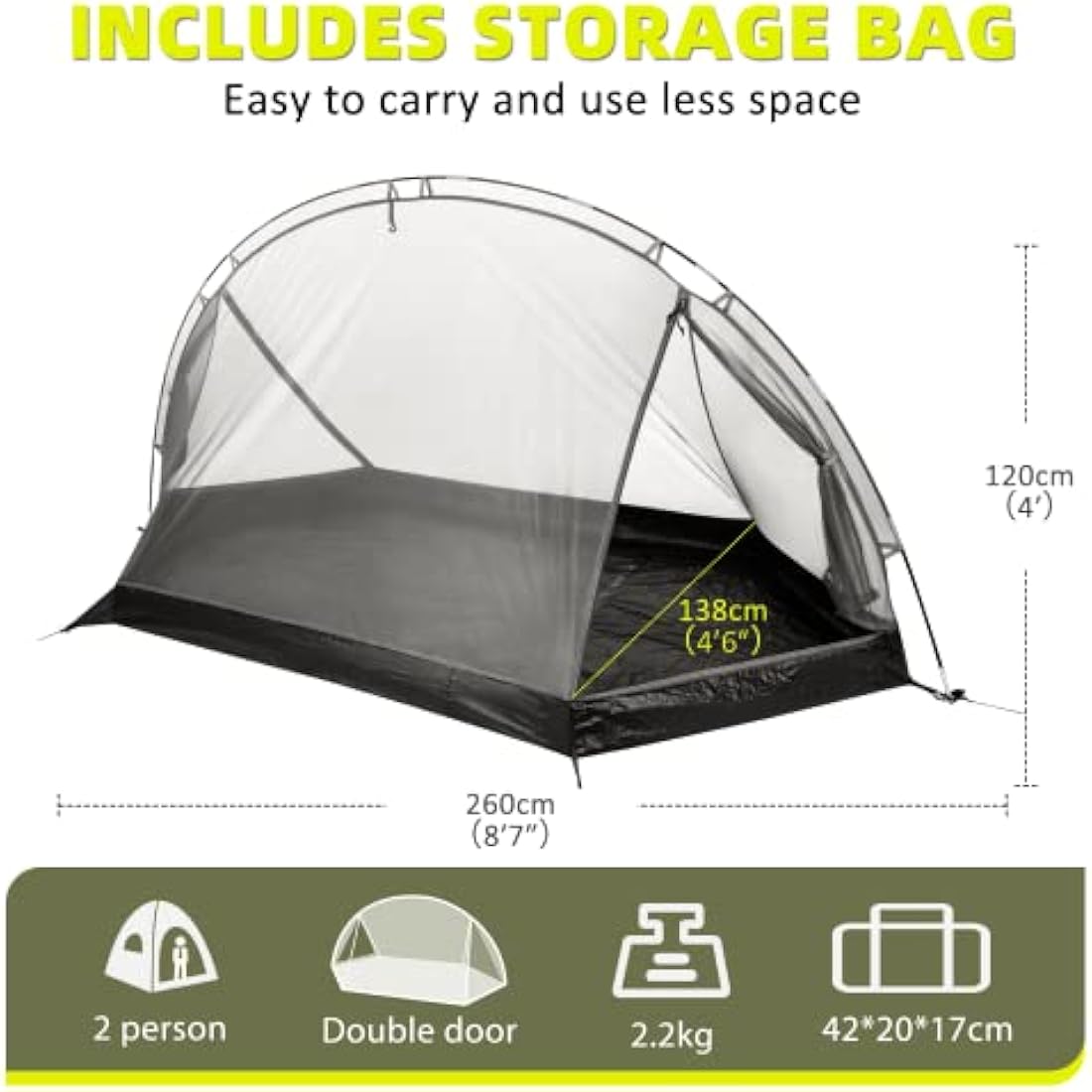 Forceatt 2 Person Waterproof Camping Tent – Ultralight 4-Season Dome