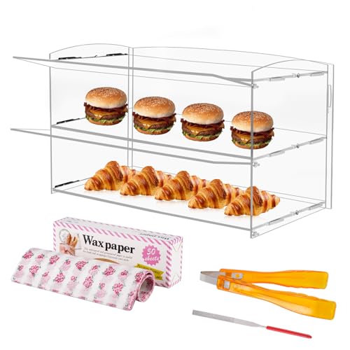 BAOSHISHAN 2-Tier Acrylic Pastry Display Case – Clear Countertop Cake Cabinet