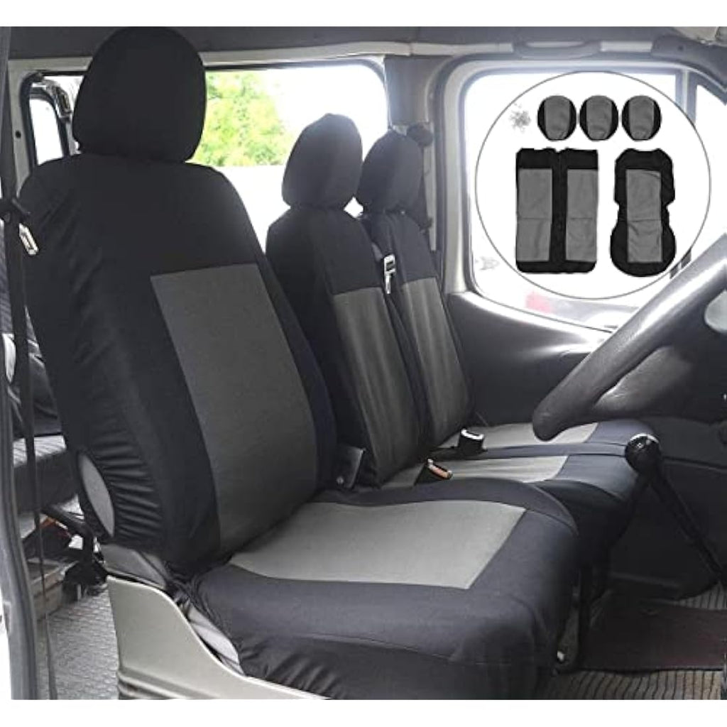 Universal Van Seat Covers | Heavy Duty Grey Black 2+1 Set