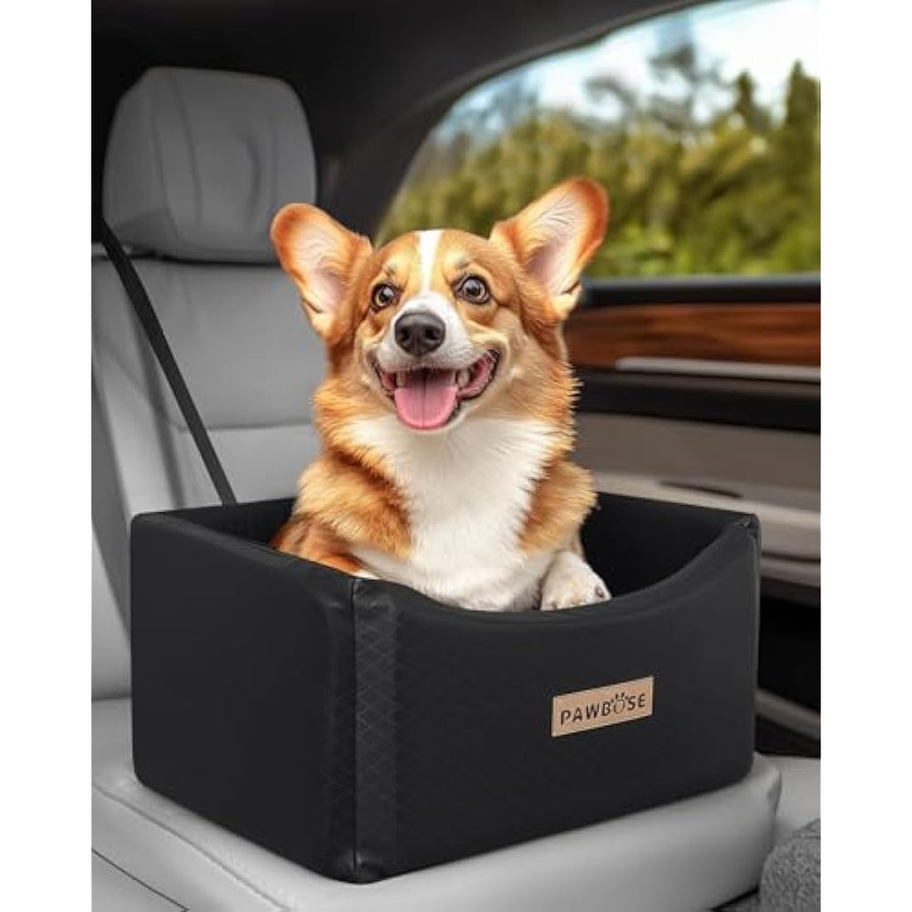 PAWBOSE Dog Car Seat | Waterproof Leather Booster Bed for Dogs up to 35lbs
