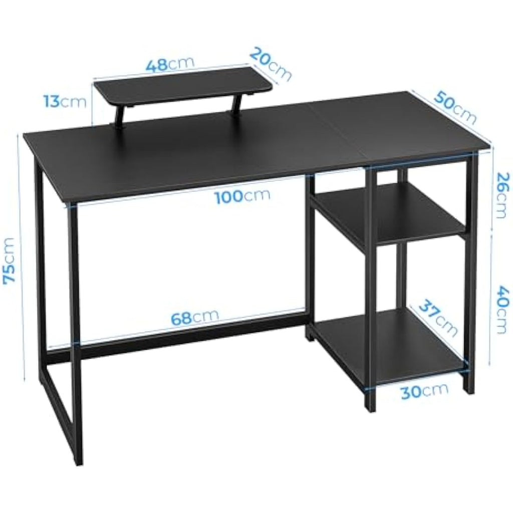 Computer Desk with Monitor Stand and Reversible Shelves