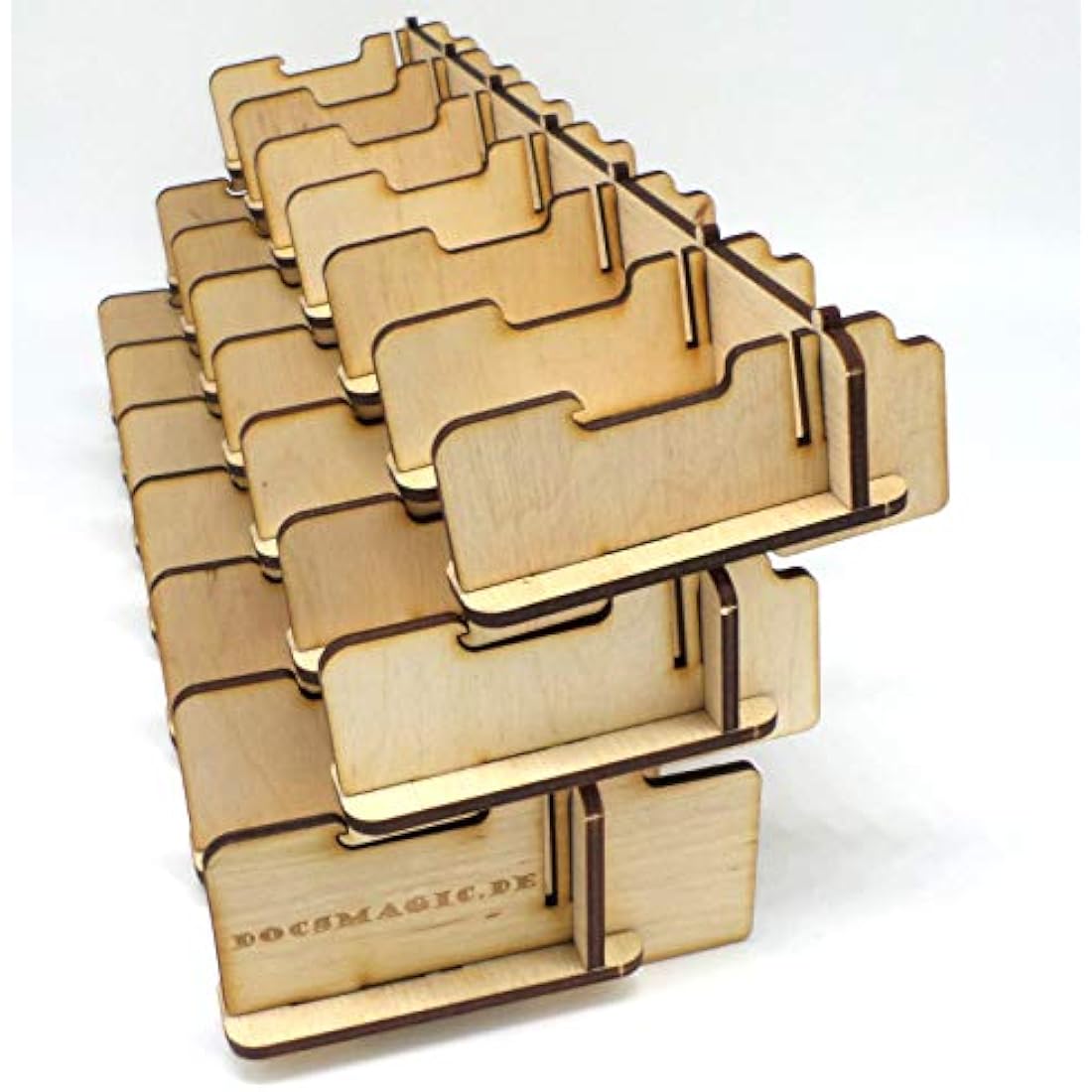 docsmagic.de Plywood Mini Card Holder | 18-Compartment 1500+ Storage