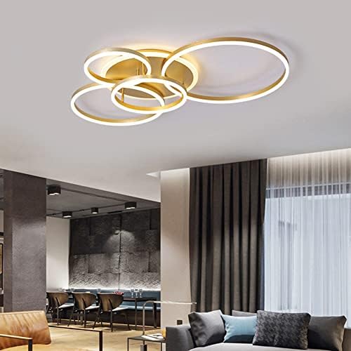 XEMQENER LED Ceiling Light | 77W Dimmable Modern 5-Ring Chandelier