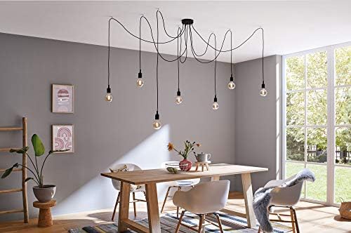 Paulmann Neordic Ketil 7-Lamp Sputnik Pendant Luminaire | Black Metal