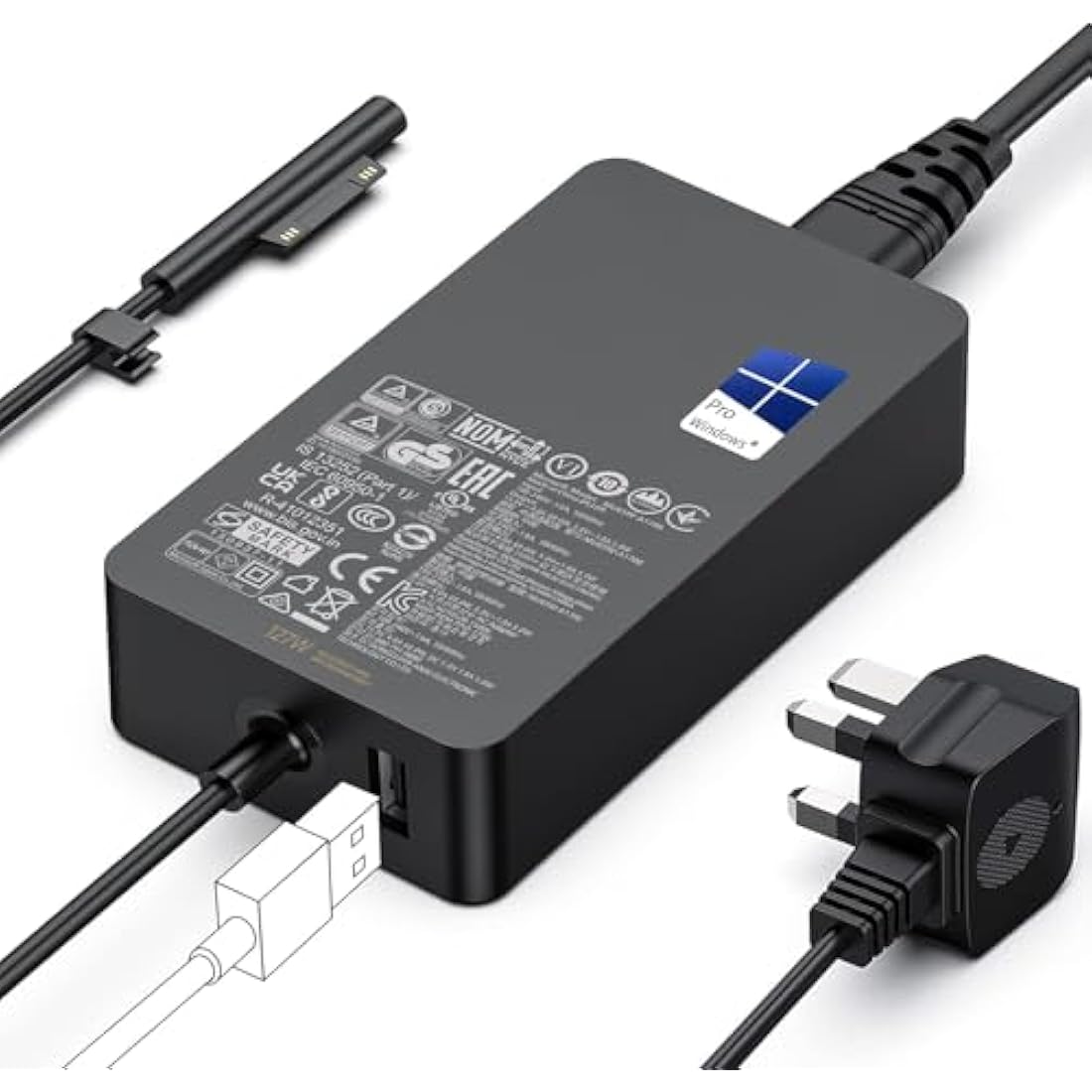 Jolof Store 127W Surface Pro Charger | Fast Power Adapter for Laptop & Book