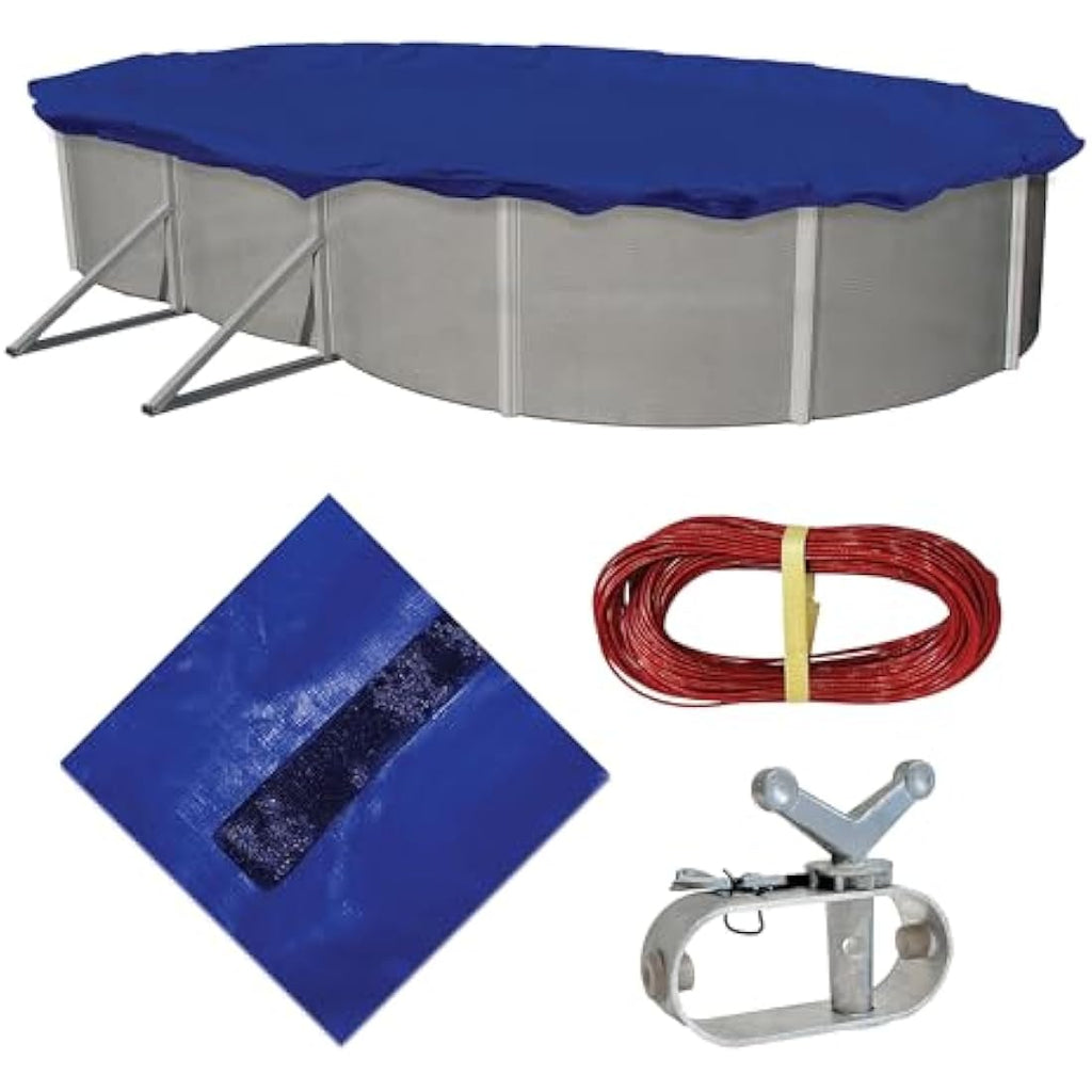Blue Wave 12-ft x 20-ft Oval Above Ground Pool Winter Cover – 15-Year