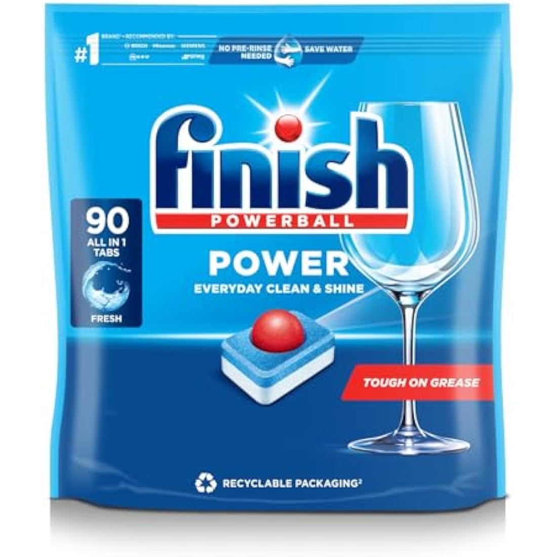 Finish Powerball All in 1 Max Lemon Dishwasher Tablets - 90 Count