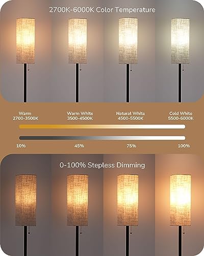 EDISHINE LED Floor Lamp – Dimmable Standing Lamp with Remote Control