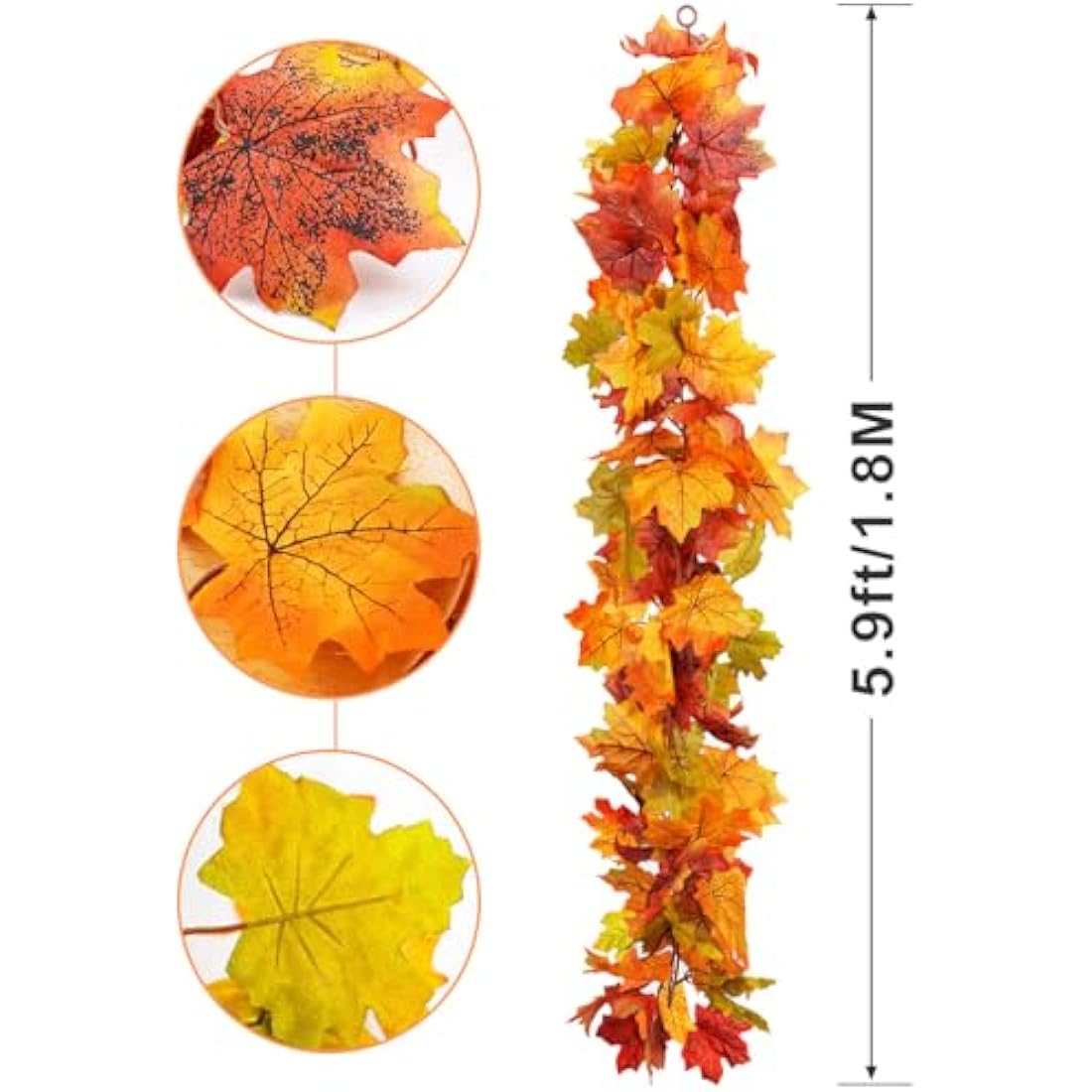 Jolof Store 2-Pack Artificial Fall Maple Leaf Garland – 5.9ft Autumn Vines