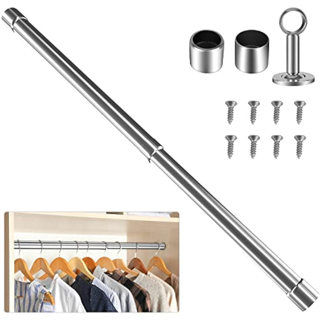 Jolof Store Stainless Steel Wardrobe Rail – 112-210cm Adjustable Pole