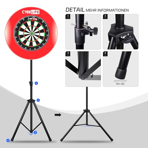 CyeeLife Dartboard Stand – Portable Tripod with Adjustable Height, Black
