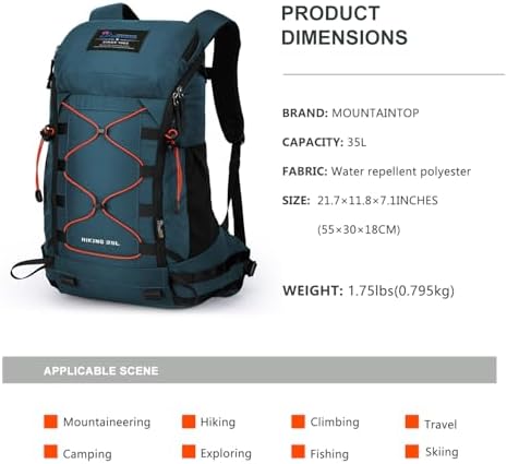 MOUNTAINTOP 35L Hiking Backpack | Lightweight Trekking Daypack