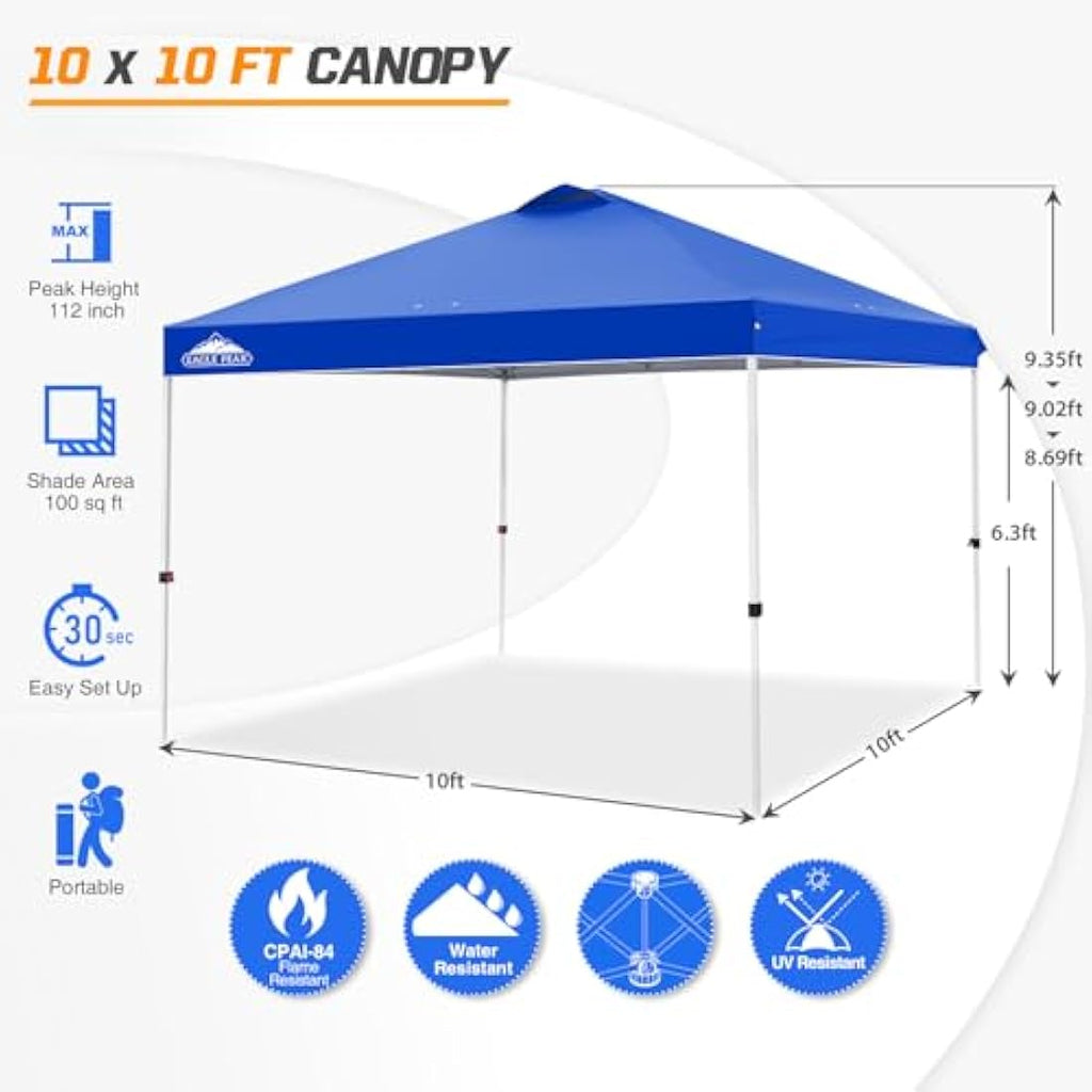 EAGLE PEAK 3m x 3m Pop Up Canopy Tent | Easy Setup Vented Outdoor Shelter