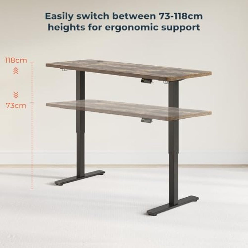 FitStand FQ1 Electric Height Adjustable Standing Desk - Rustic Brown