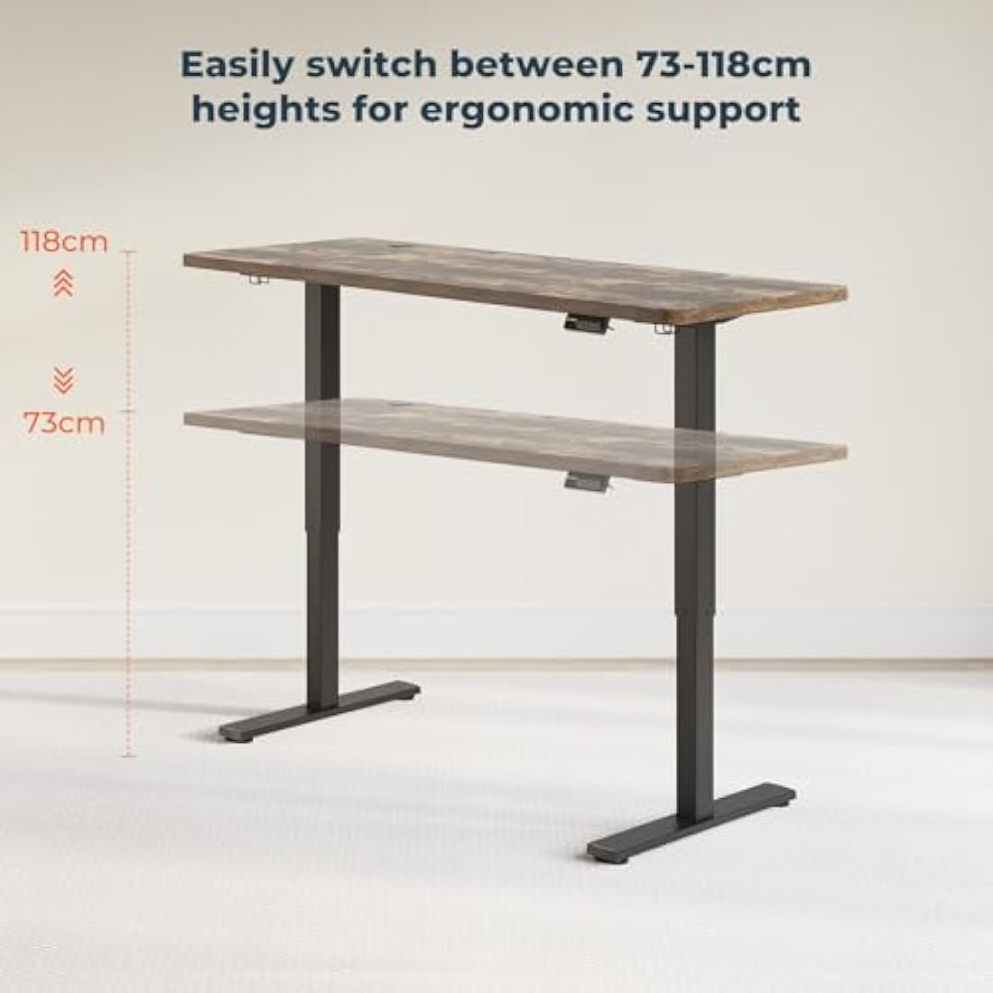 FitStand FQ1 Electric Height Adjustable Standing Desk - Rustic Brown